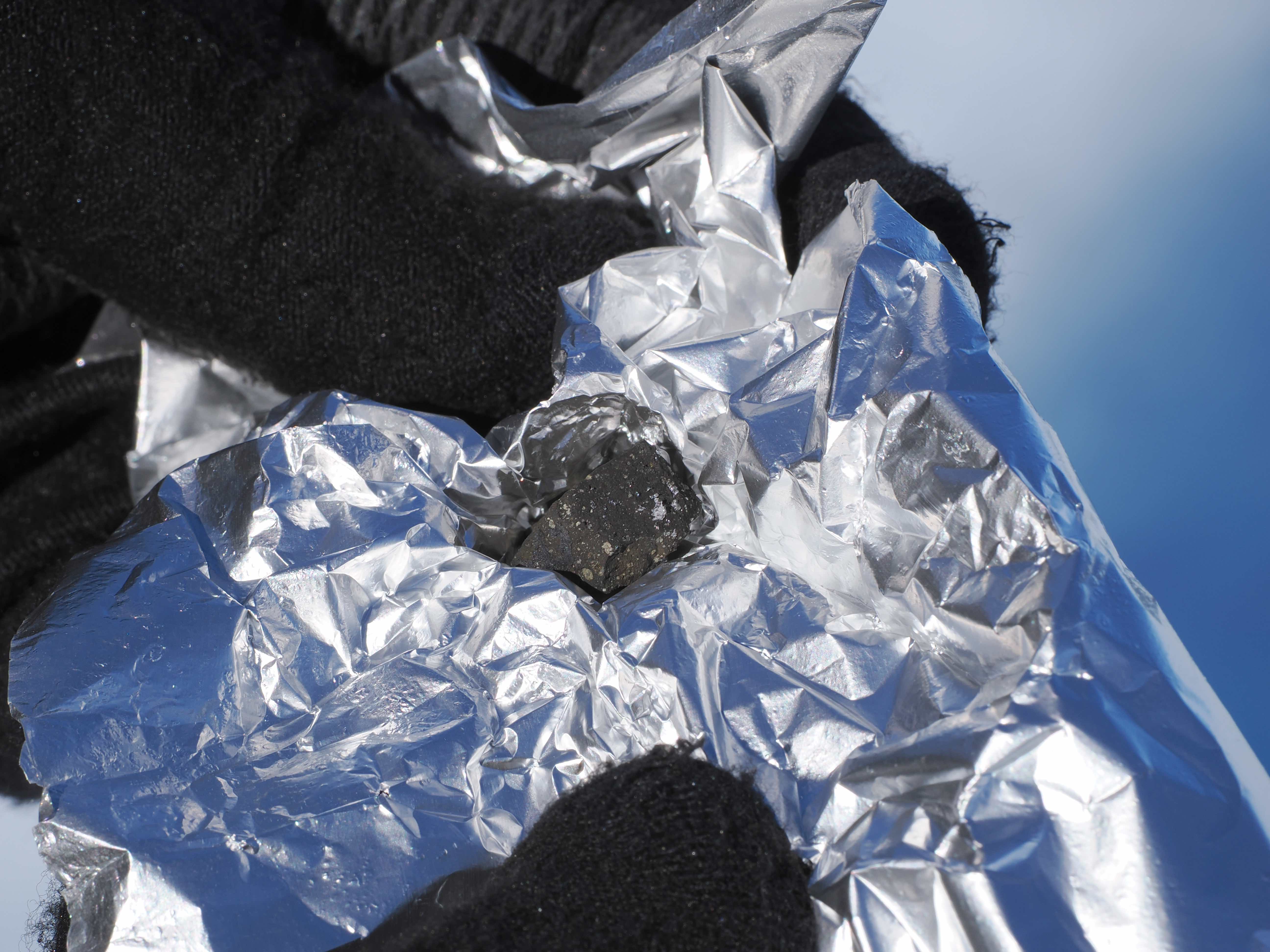 Close-up of a carbonaceous chondrite from the Belgica Mountains
