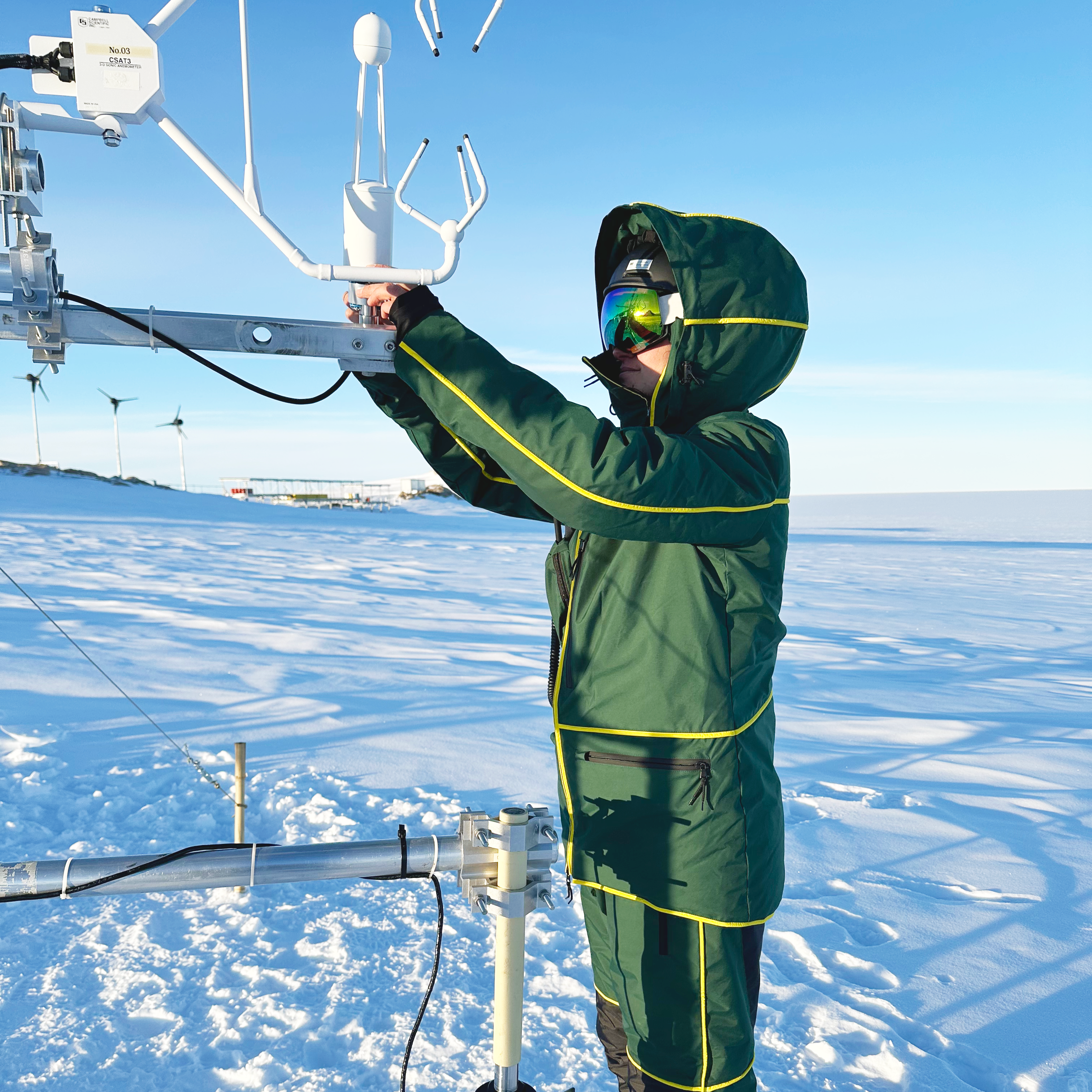 Rainette Engberg (EPFL) working on sonic anemometer at PEA