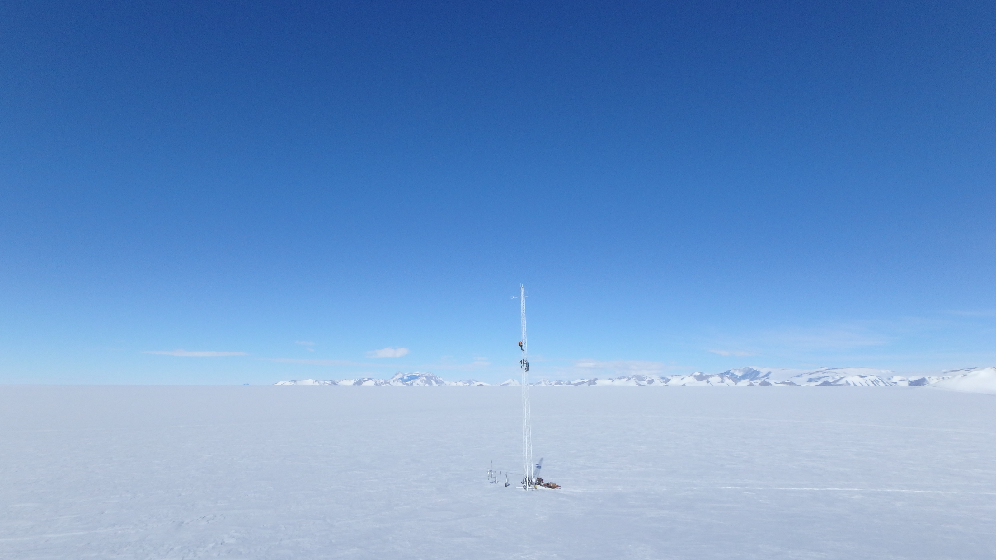 PEA's antenna against a beautiful Antarctic Landscape