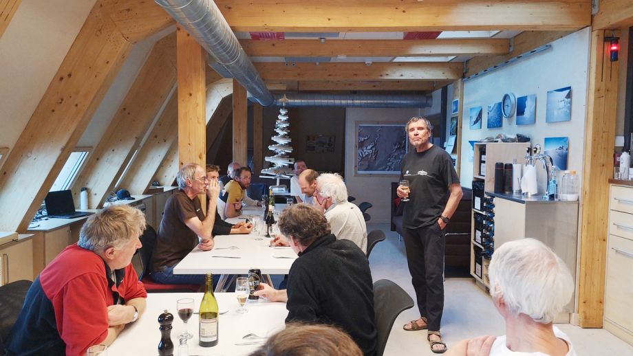 Alain Hubert gives a New Year's Eve Dinner speech