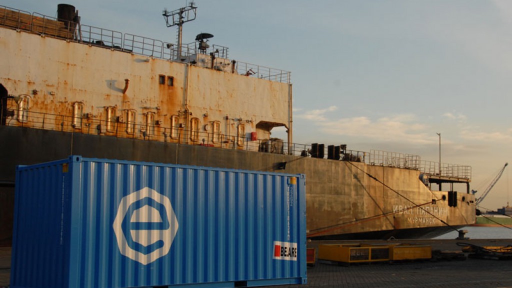 The Ivan Papanin Ship Leaves the Port of Antwerp