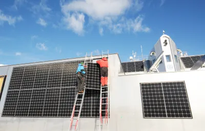 New solar panels on PEA's new garage
