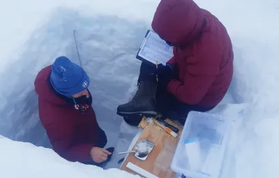 Digging a snow trench