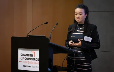 Xuan Xu speaking at the Antarctic Futures Symposium