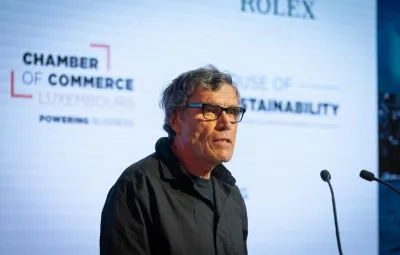 Alain Hubert speaking at the Antarctic Futures Symposium