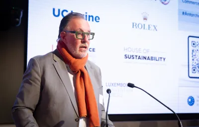 Laurent Nilles speaking at Antarctic Futures Symposium