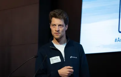 Aymar de Lichtervelde speaking at the Antarctic Futures Symposium 