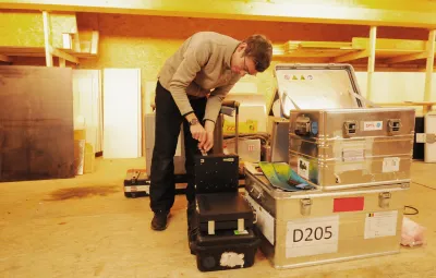 Armin Sigmund, who works at the CRYOS Lab at the Swiss Federal Institute of Technology Lausanne (EPFL), prepares for his field expedition 
