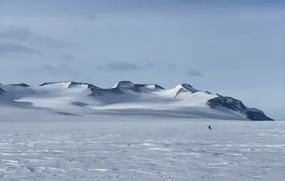 Sør Rondane mountains and snow mobile