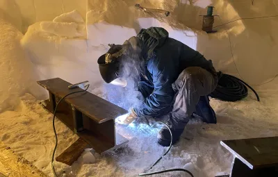 A member of our team welding 