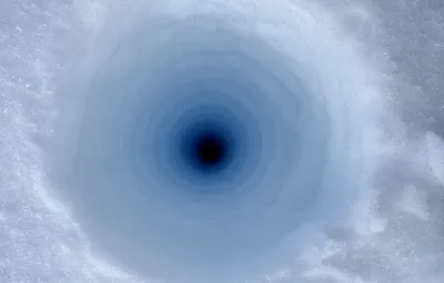 Looking inside a snow core borehole