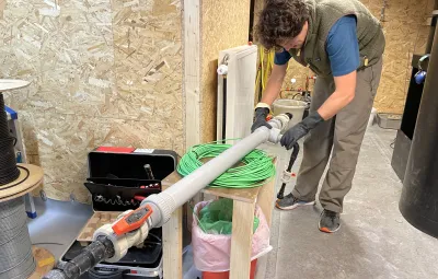 IPF engineer Aymar De Lichtervelde working on new water treatment system