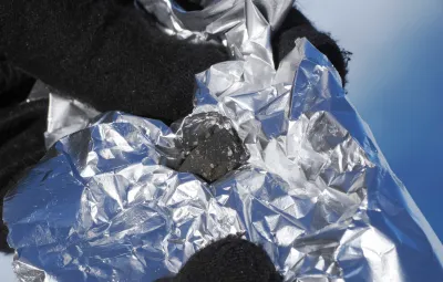 Close-up of a carbonaceous chondrite from the Belgica Mountains