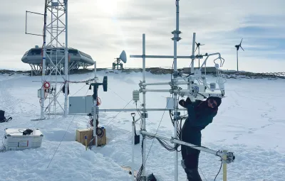 Rainette sonic anemometer at tower base at PEA