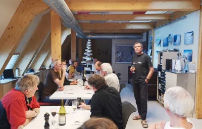 Alain Hubert gives a New Year's Eve Dinner speech