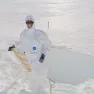 Paula in a snow pit taking samples of snow for PASPARTOUT project