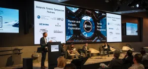 Jason Hatton from ESA presents during the Antarctic Futures Sympsoium